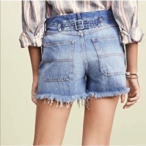 FREE PEOPLE Jesse Carpenter Shorts In Midlands Distressed Button Fly Shorts